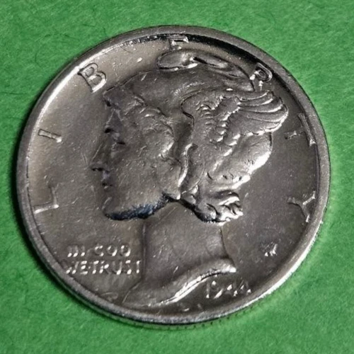 1944-S Mercury 90% Silver Dime -Choice Gem AU ++ with Free Shipping