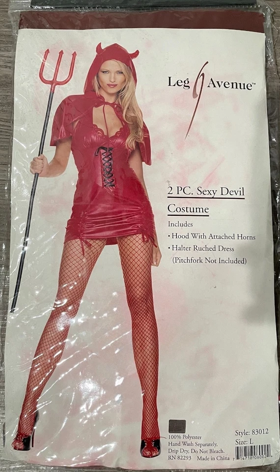 Сексуальный костюм дьявола с капюшоном и рожками, размер L, совершенно новый, ноги Avenue - Изображение 2 из 4