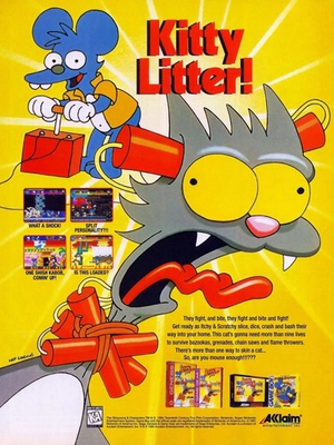 #ad Simpsons Kitty Litter Retro Video Game Poster Cartoon Wall Art $20.99