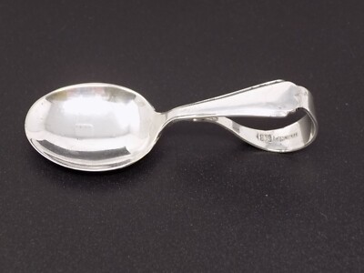 Vintage Curved Handle Baby Spoon Sterling Silver Saart Brothers 1940 B-4