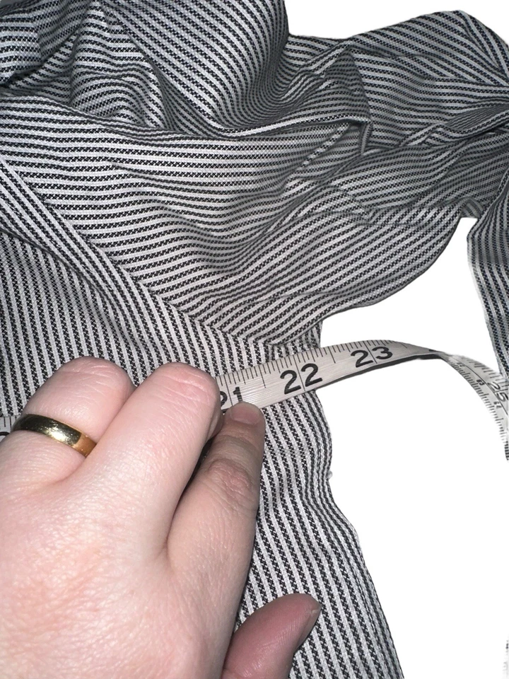 Camisa de vestir Joseph & Feiss para hombre con botones talla 16,5 alta blanca negra a rayas sin hierro Foto 4 de 4