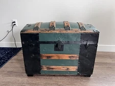 18th Century, Antique Vintage Dome Top Steamer Trunk