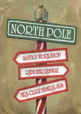 North Pole Sign Darren Gygi Box of 12 Pop Out 3-D LPG Greetings Christmas Cards