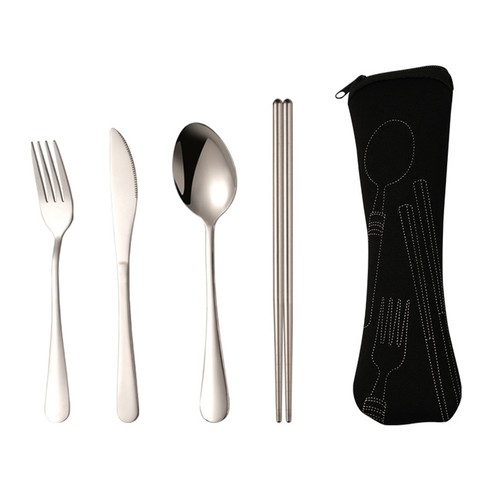 Portable Stainless Steel Flatware Set Lunch Cutlery Set With Case Travel Utensil - Picture 14 of 15