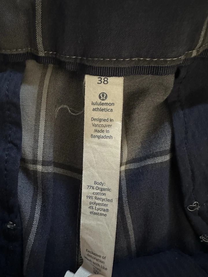 Pantalones Cortos Lululemon KAHUNA Talla 38 Gris Azul Cuadros Hombres Pantalones Cortos Foto 2 de 3