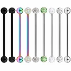 9PCS 14G Surgical Steel Industrial Barbell Cartilage Earrings Body Piercing
