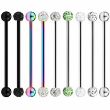 9PCS 14G Surgical Steel Industrial Barbell Cartilage Earrings Body Piercing