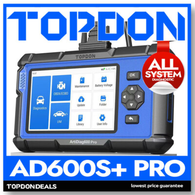 2025 TOPDON AD600S+ PRO ALL System ABS SRS AT SAS EPB TPMS BMS Diagnostic Tool