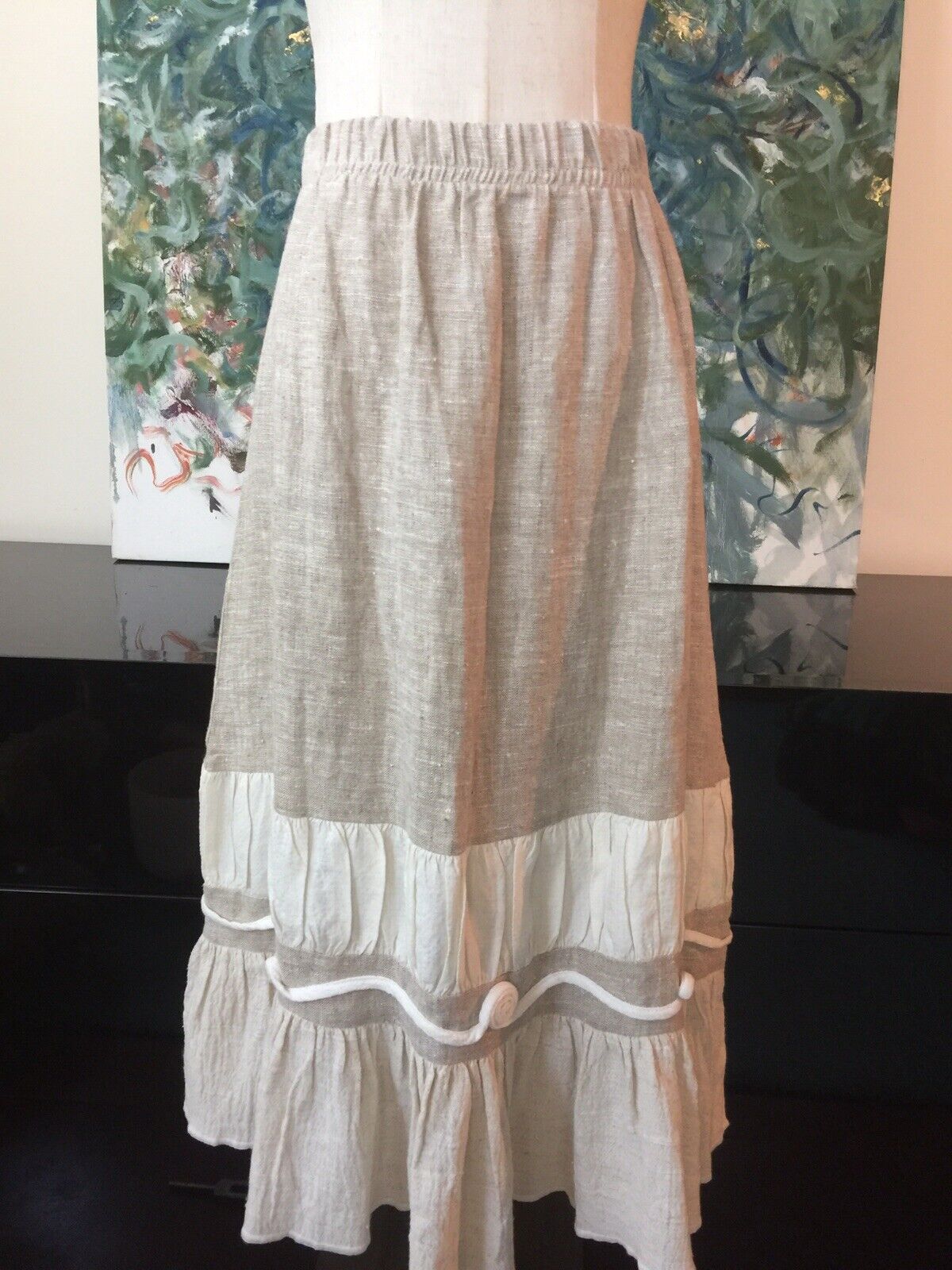 XIAO Linen Skirt Sz S Beige/Natural - image 7