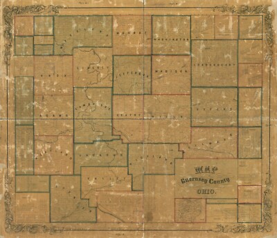 20'' x 24'' 1855 Map of Guernsey County, Ohio Guernsey County, Ohio