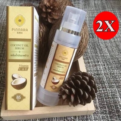 2X Pinnara Coconut Oil Virgin Serum Cold Press Vitamin C E Skin Hair Body 85 ml.