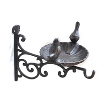 Plant Flower Hanger Bird Bath Feeder Basin Cast Iron Hanging Hook Wall Bracket