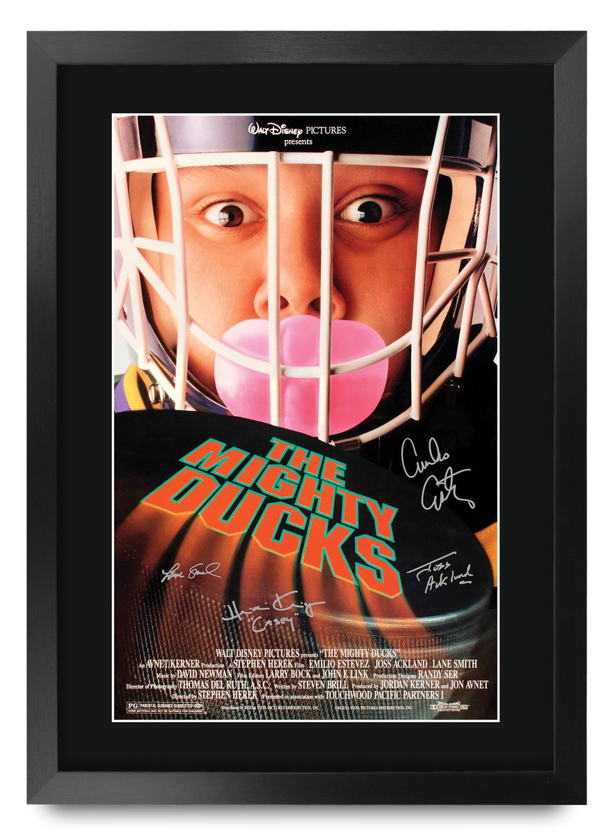 The Mighty Ducks Movie Poster Signed Printed Autograph A3 Framed