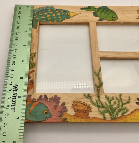 Cornici portafoto Fetco stile bambini coniglietti e pesci artigianali set di 2 vintage 1995 - Foto 11 di 12