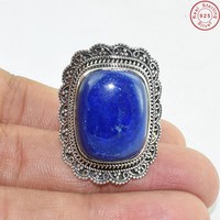 Solid 925 Sterling Silver Blue Sapphire Jewelry Ring Us 9 Ac52 Solid 925 Sterling Silver Blue Sapphire Jewelry Ring Us 9 Ac52