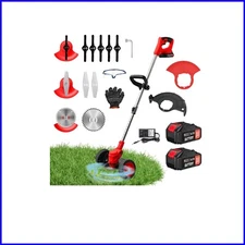 3-in-1 Cordless Electric Trimmer: Edger & Mower with 2 Lithium-Ion Batteries