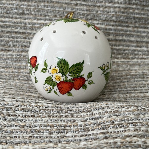 VINTAGE Porzellan Pomander ERDBEERE reifer Beutel Ball Ornament Potpourri - Bild 2 von 7