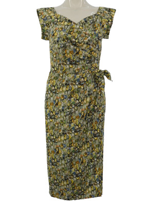 Bombenkleid Liberty Art Stoff Katya Wildman Faux Wickeloptik Herzausschnitt UK 10