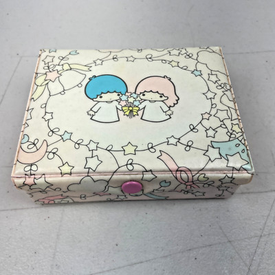 Vintage Sanrio Little Twin Stars Jewelry Box Case Padded Trinket Mirror 1976