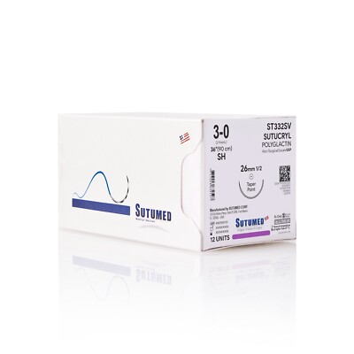 Sutumed SUTUCRYL Polyglactin Suture USP 3-0, 1/2 26mm taper point
