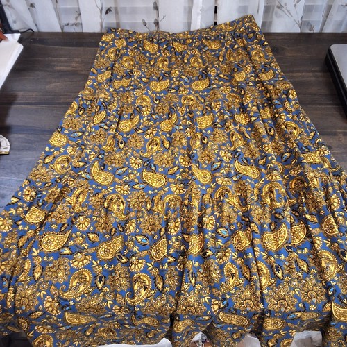 Boden Tiered Maxi Skirt Golden Harvest Paisley Print Sz 12P - Picture 3 of 7
