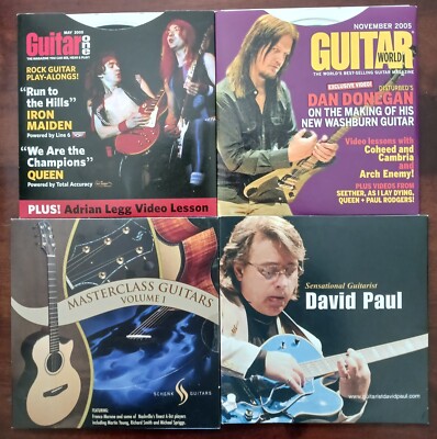  4 GUITAR CDS LESSONS, SOME VIDEO, SCHENK GUITAR WORLD IRON MAIDEN QUEEN PREOWND