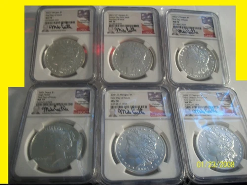2021 Morgan & Peace 100th Anniversary SET  NGC MS 70 Mike Castle First Day Issue