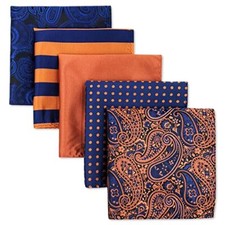 5 Pcs Silk Pocket Squares for Men, Handkerchief Hanky Set for Wedding Party