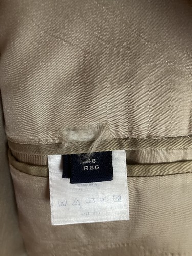 VINTAGE LANDS END COTTON TWILL BLAZER - KHAKI SIZE 48 - Picture 3 of 4