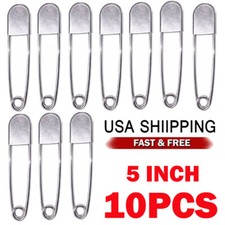 10Pcs 5 Inch Large Safety Pins for Clothes Big Safety Pins Heavy Giant NEW