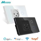 Tuya Wifi Smart Light Switch Plug Electrical Outlet Israel Wall Socket Touch Gla