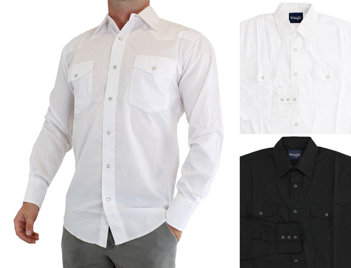 Wrangler Chemise de travail Western à manches longues pour homme Finition délavée, Chambray bleu moyen