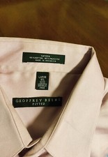Geoffrey Beene Mens L 16 1/2 32/33 Sateen Fitted Wrinkle Free Mauve Dress Shirt