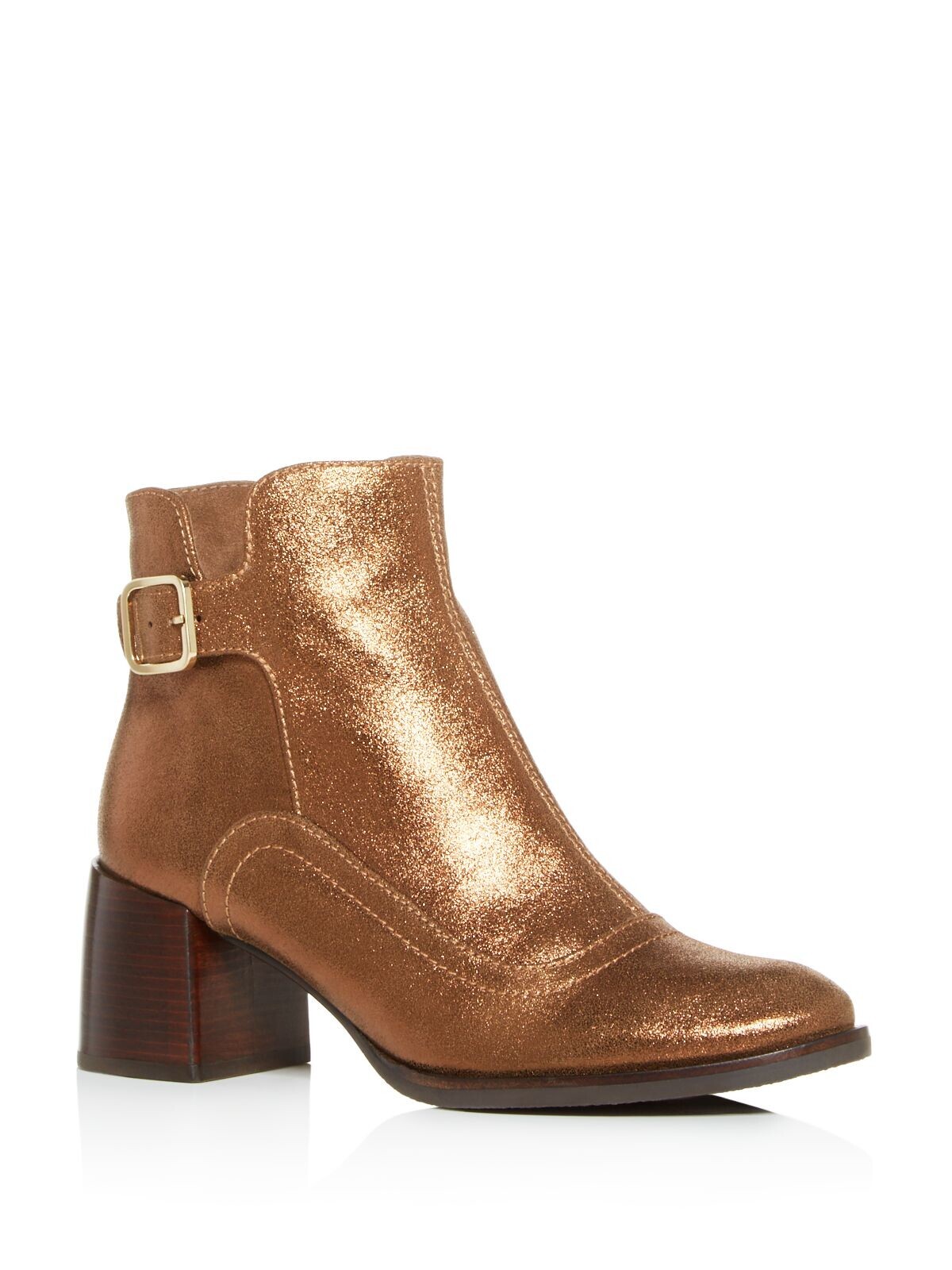Женские кожаные ботильоны CHIE MIHARA с золотым блеском и круглым носком на блочном каблуке Or-omayo 36 29990₽