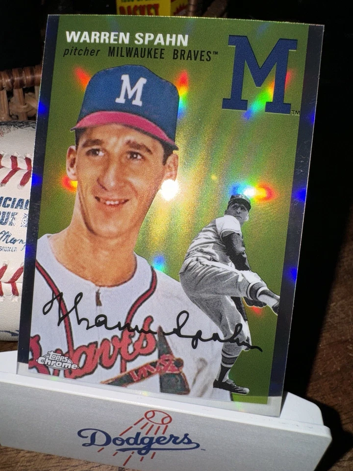 2023 Topps Chrome Platinum Anniversary - Refractor #438 Warren Spahn Braves - Image 4 of 4