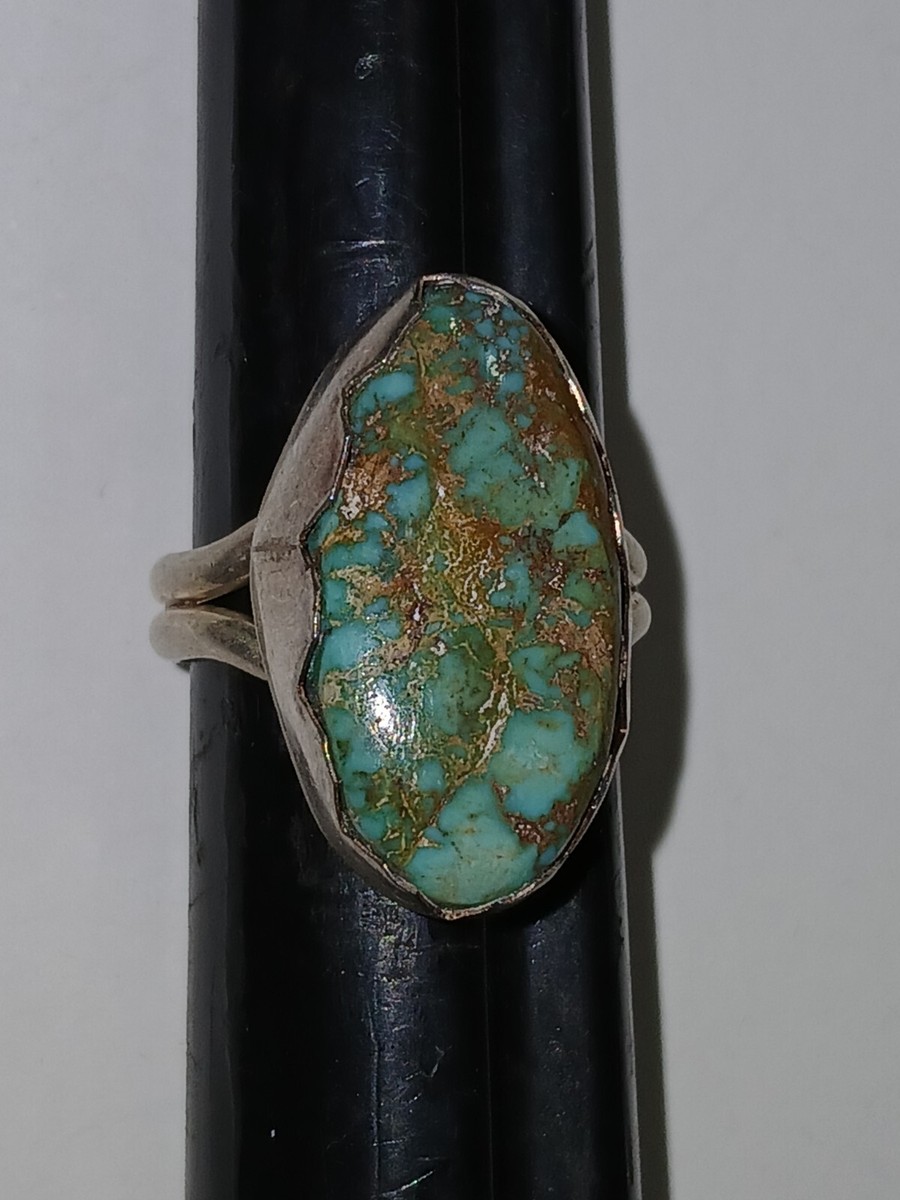 Native American One Of The Biggest Vintage Men's Royston Turquoise Coral Sterling Silver Ring Native American One Of The Biggest Vintage Men's Royston Turquoise Coral Sterling Silver Ring