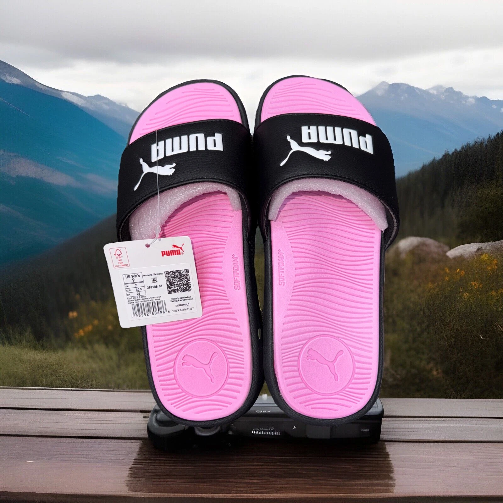 Puma Cool Cat 2.0 sandali donna 10 ciabatte nero rosa palestra 38910801 nuovi con etichette