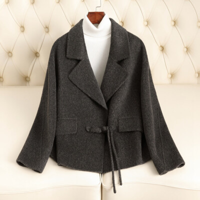 Retro Womens Short Coat Double Sided Woolen Short Jacket Outwear
