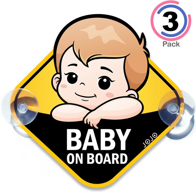 Baby on Board Safety Sign for Cars Two PVC Sign, Dual Suction Cups,1 Sticker eBay
