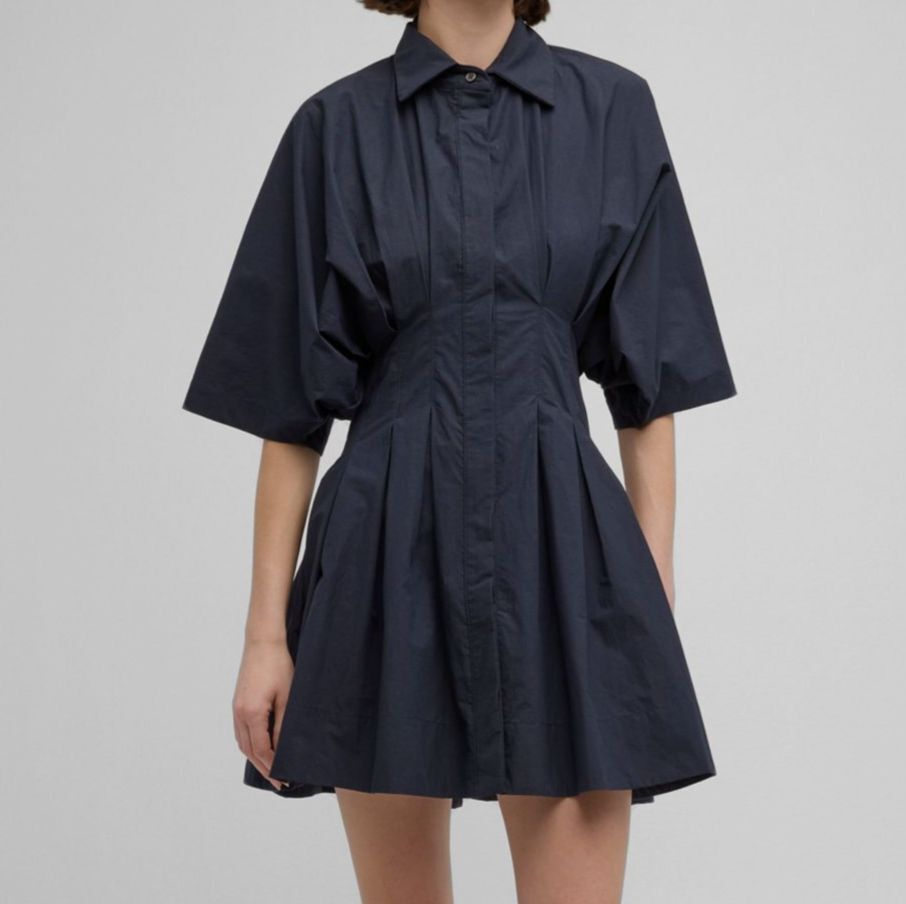 Just Bee Queen Women's Blue Teagan Drop-Waist Button Mini Shirt Dress Size XS
