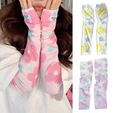 Women's Ice Silk Sleeve Floral Pattern Sun Protection Cuffs Outdoor Travel New 