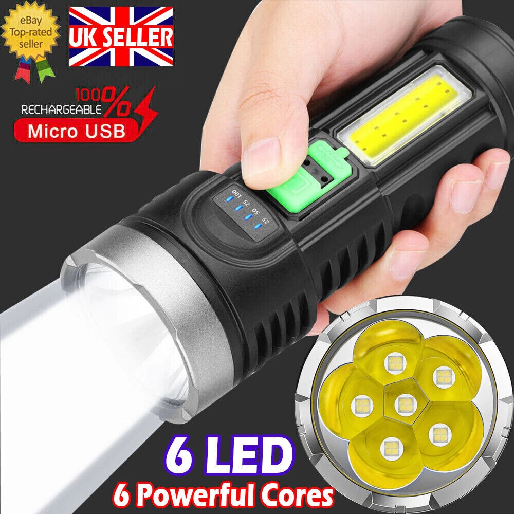 1500000LM LED Flashlight Super Bright Torch USB Rechargeable Lamp