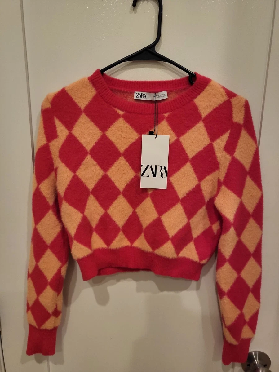 ZARA NEW KNIT ARGYLE SWEATER M