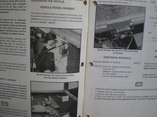 CUSHMAN ELECTRIC & GAS GT AMERICA PARTS MANUAL 4 MODELS - Picture 3 of 14