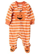 Carters Infant Boys Orange Striped Halloween Sleeper Pumpkin Sleep  Play
