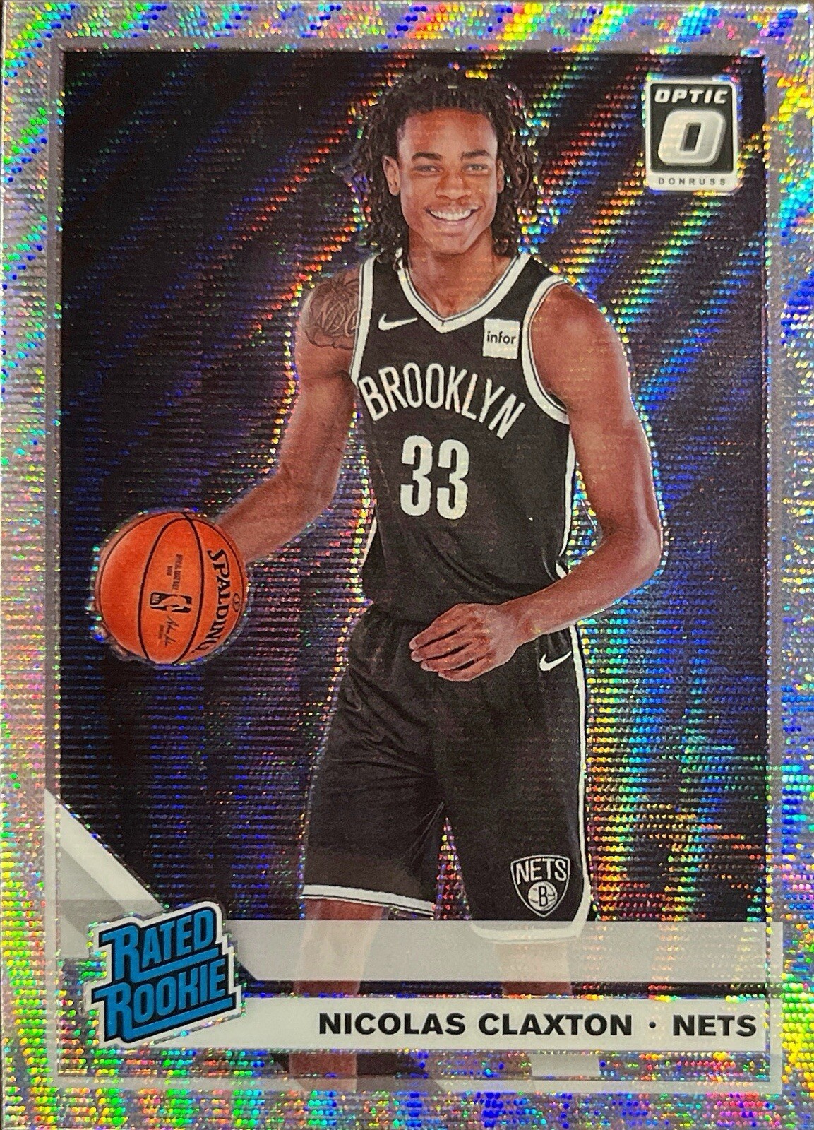 Nicolas Claxton Donruss Optic 19-20 #171 Silver Wave Prizm Rookie Brooklyn Nets