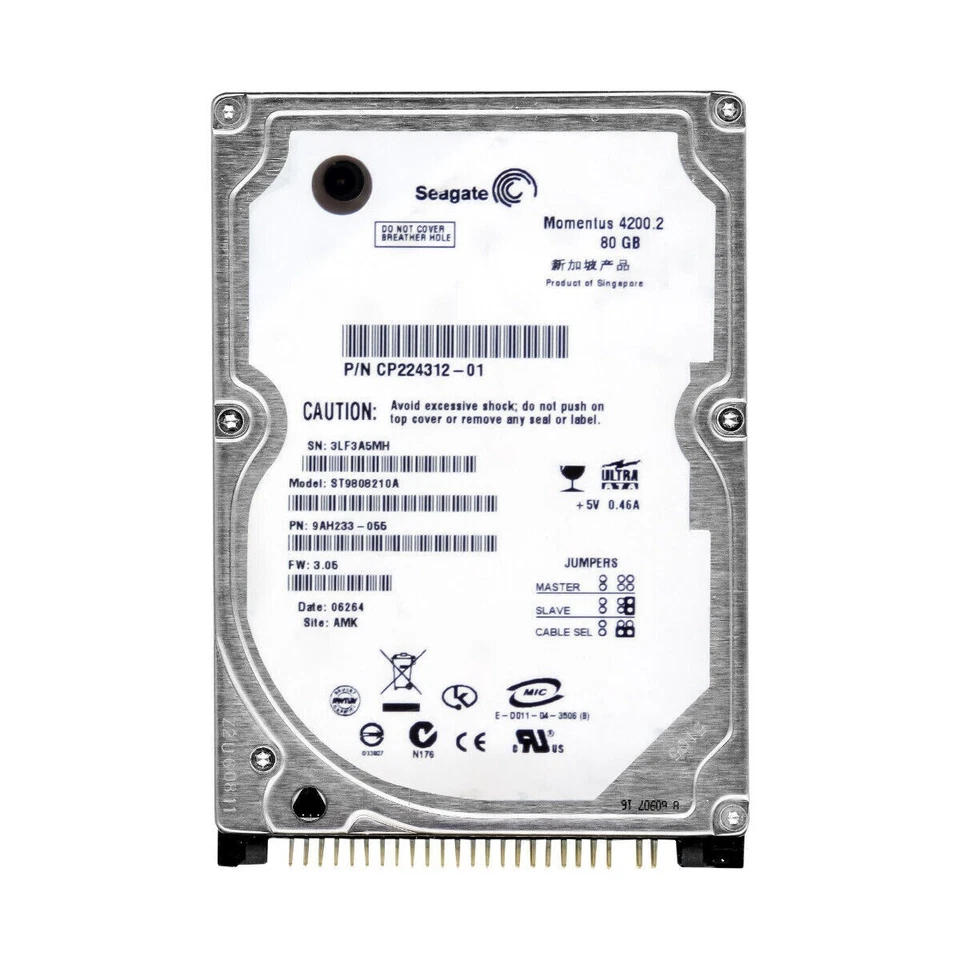 Seagate 2.5" 80GB 4200RPM ST9808210A Laptop IDE PATA HDD Hard Disk Drive