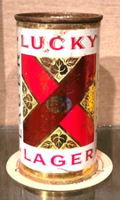 11 OUNCE 1961 LUCKY LAGER STEEL FLAT TOP BEER CAN AZUSA (LOS ANGELES) CALIFORNIA