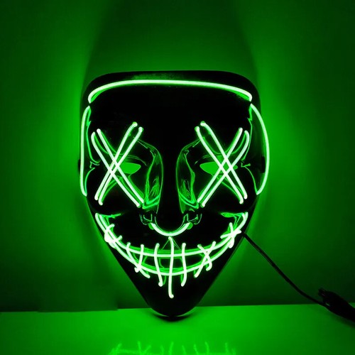 Halloween Purge LED Mask Light Up Glowing Neon Cosplay Costume Party Wire Masks - Picture 15 of 17