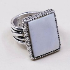 Sz 7, Vtg Israel Sterling Silver Handmade Ring W/ MOP, stamped 925